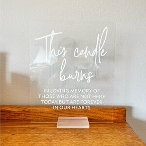 Memorial Candle Holder with White Text